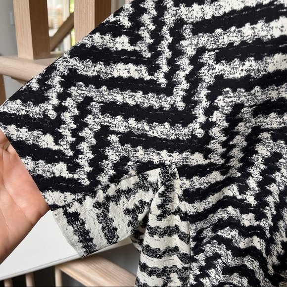 Lela Rose Zig Zag Print Fit and Flare Short Sleeve Dress 14 NWOT - Picture 6 of 12